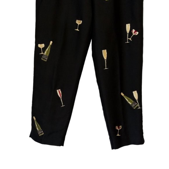 Women's Silk Ankle Pants Metallic Stitch Champagne Glass Size 10 Poly lined - Picture 2 of 13